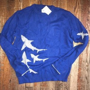 Boys Blue Shark Intarsia Sweater